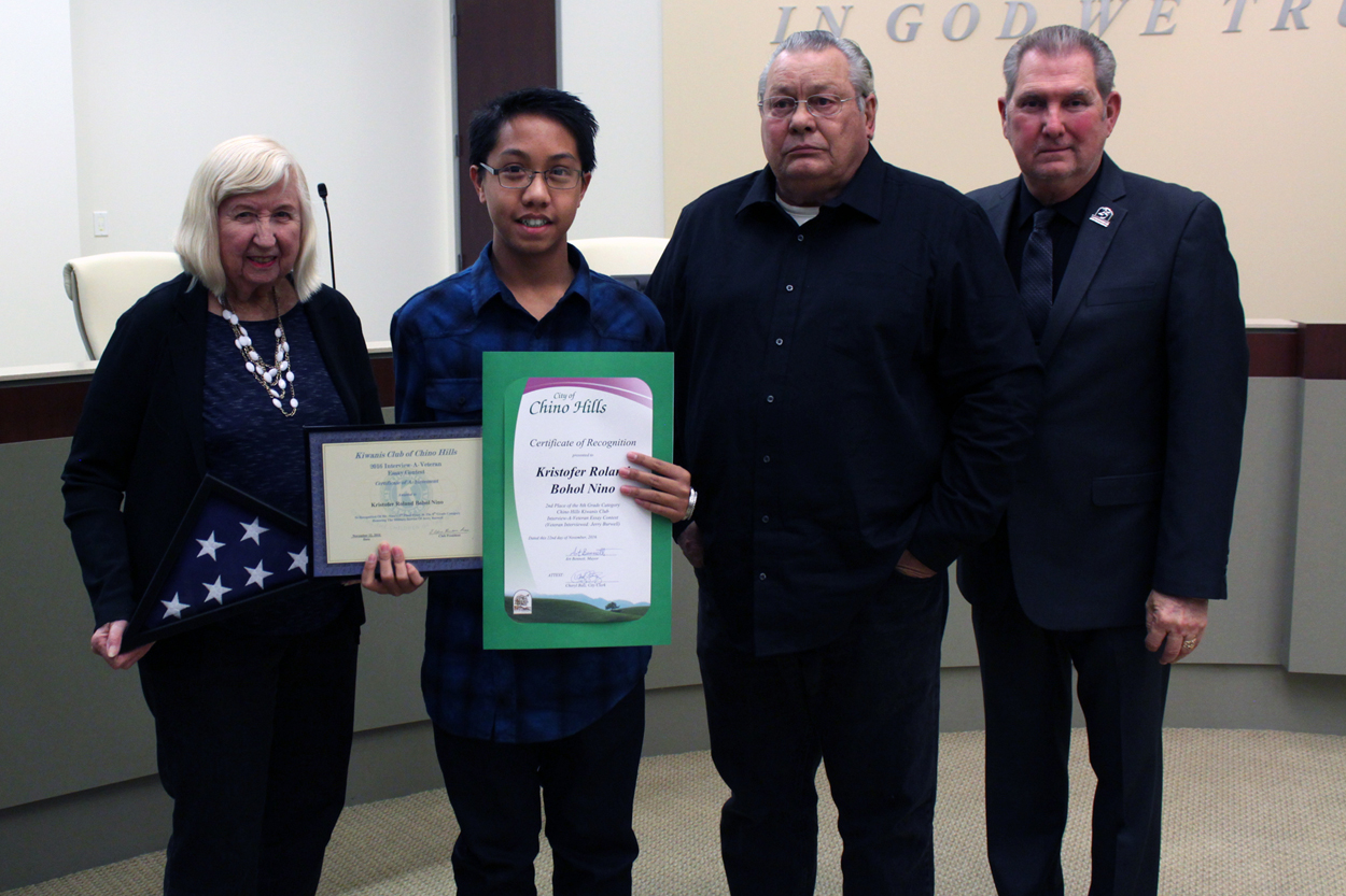 Interview a Veteran Contest's 8th Grade 2nd Place Winner Kristofer Roland Bohol Nino